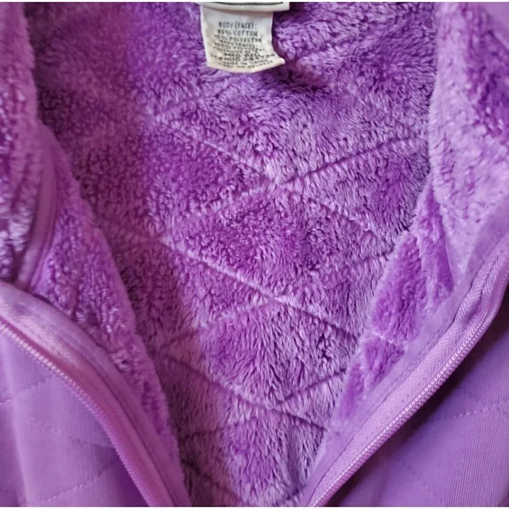 L.L. Bean Quilted Fleece Faux Fur Lined Full Zip Jacket Size M